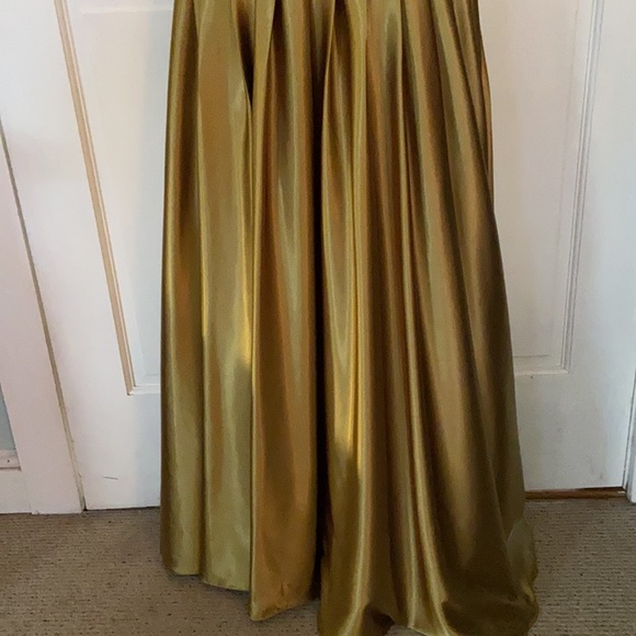 Mauri Simone gold drop waist gown Sz 8 - Picture 4 of 12